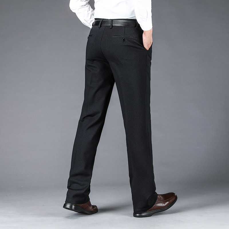工厂供应2020年秋冬季中年男士弹力舒适西裤 中年高腰休闲西裤男