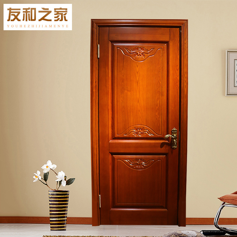 现货供应红橡实木烤漆门 复合仿古实木门 多种风格浮雕花套装门