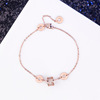 Bracelet, elegant advanced chain for key bag , silver 925 sample, diamond encrusted, European style, internet celebrity, bright catchy style, high-quality style