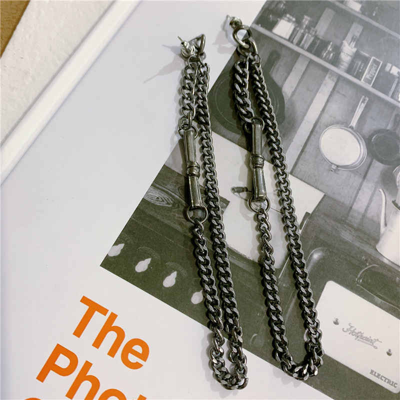 Black Extra Long Chain Tassel Double Bow Earring S925 Silver Earrings display picture 7