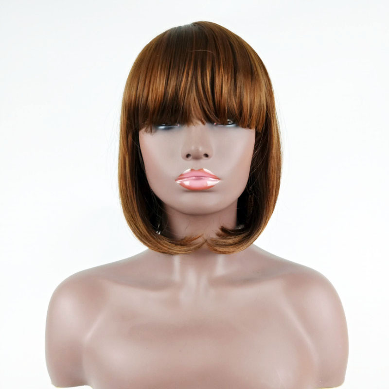 Women's Fashion Party High Temperature Wire Qi Bangs Short Straight Hair Wigs display picture 2