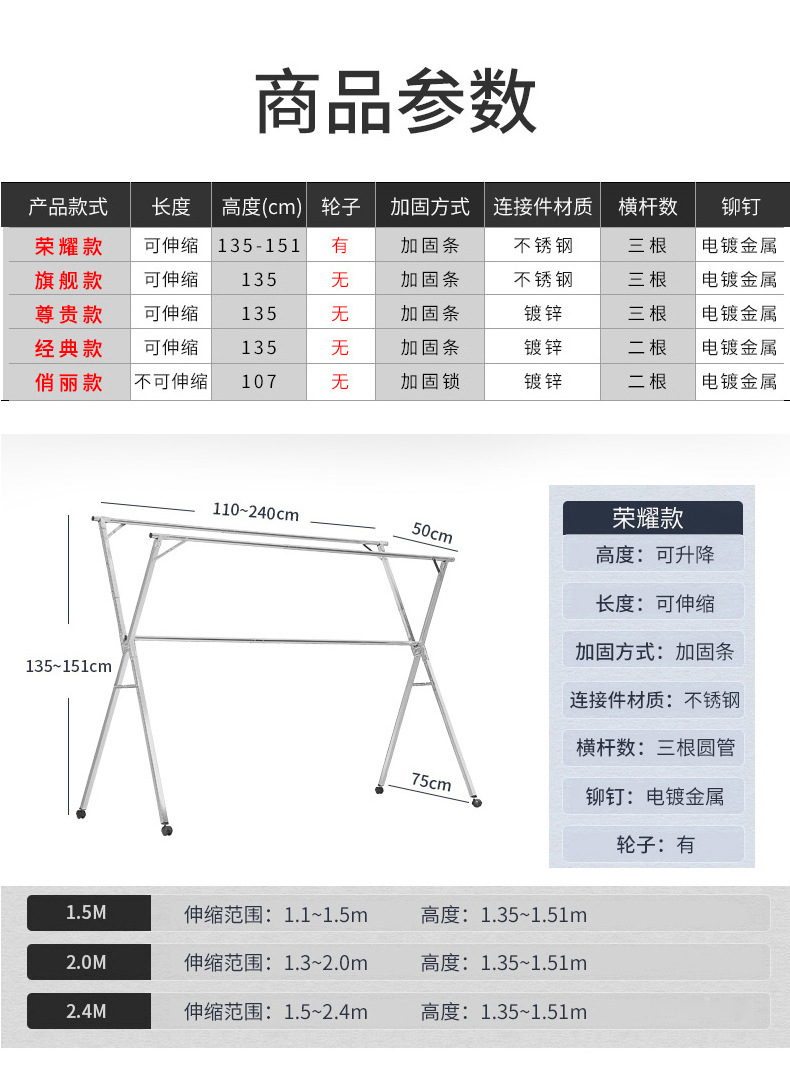 家用室内不锈钢晾衣架 阳台加厚晾衣架落地 折叠伸缩晒被子晾衣架-阿里巴巴