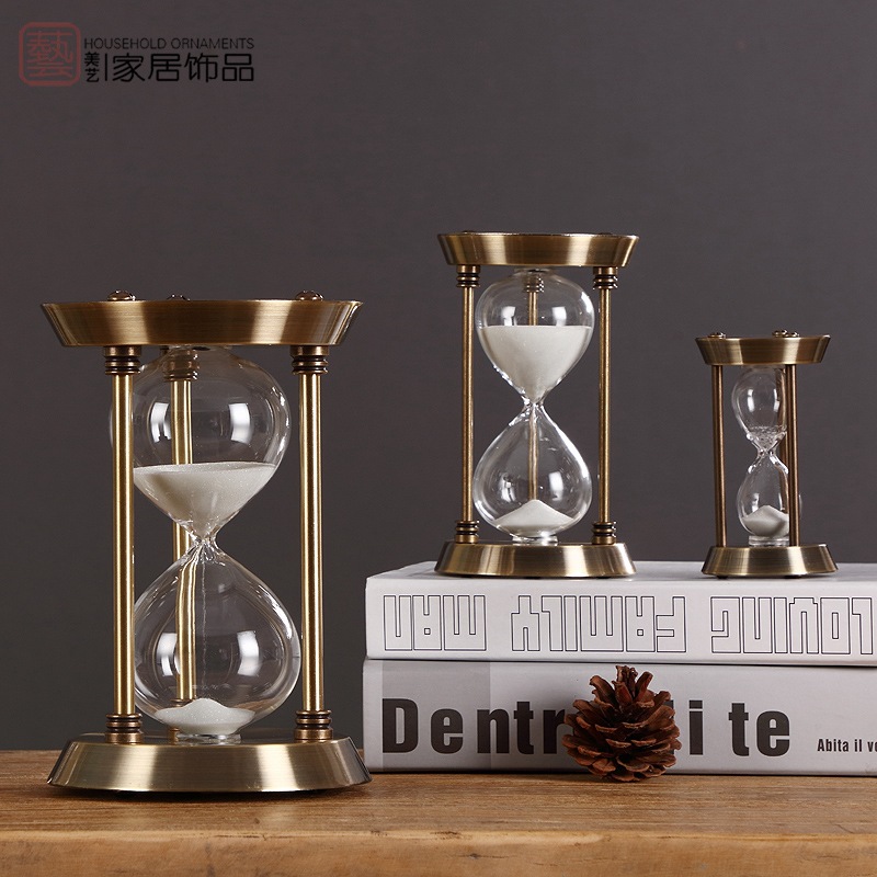 创意金属沙漏摆件15/30/60分钟计时器家居装饰品公司年纪念礼物品|ms