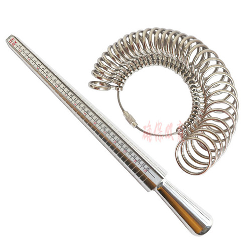 Four-piece ring measurement set, measuring circle, ring stick, rubber hammer, iron rod, finger jewelry correction set