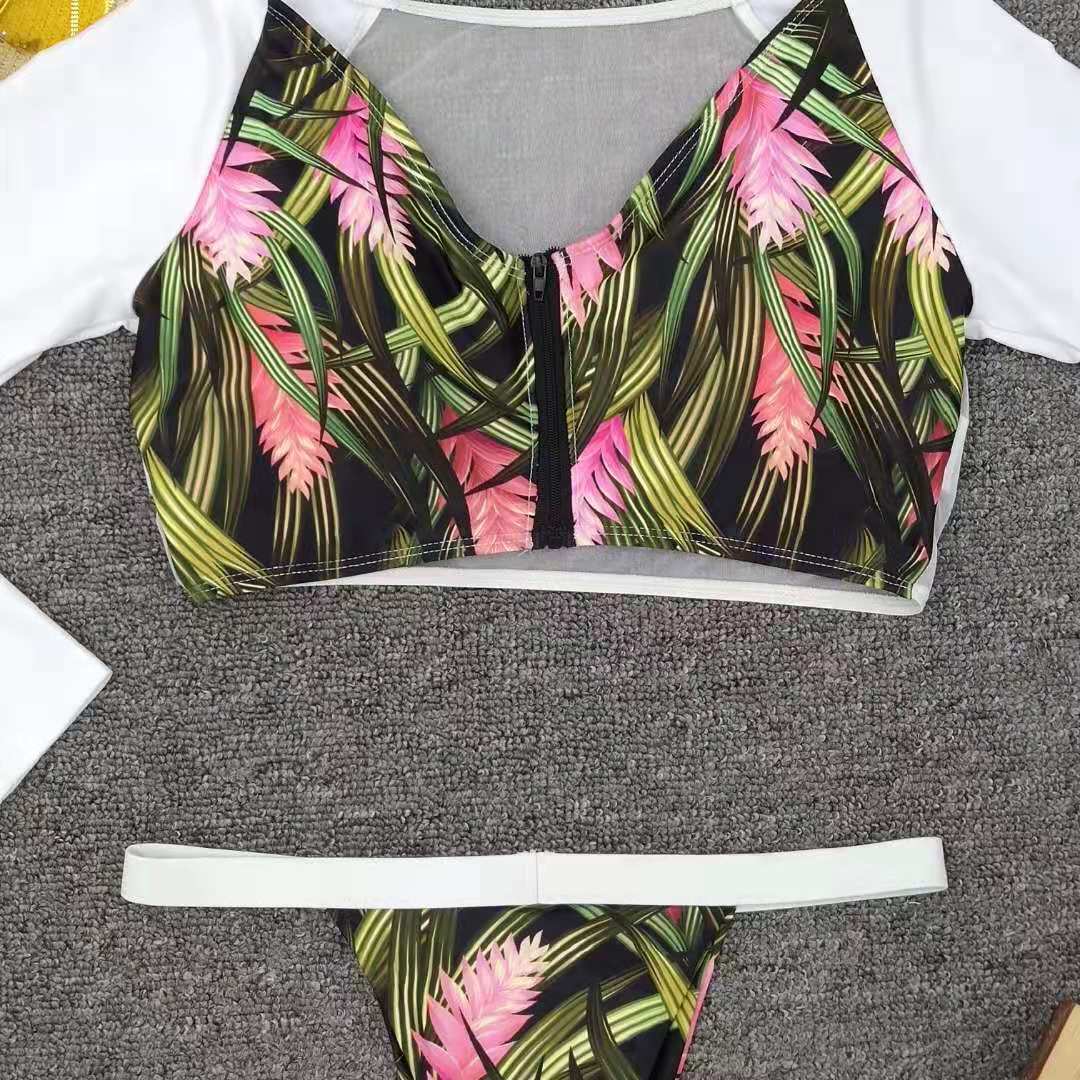  Print Long Sleeve Split Swimwear NSZO1570