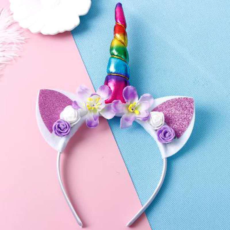 Factory direct supply of cross-border unicorn headbands, children's cartoon headbands, Halloween princess birthday party headwear wholesale detail image 3
