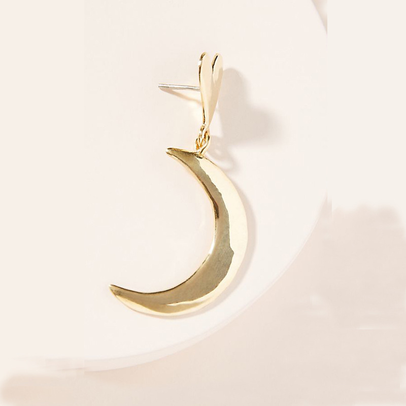 Earring Alloy Heart-shaped Mirror Polished Moon Asymmetric Earrings display picture 3