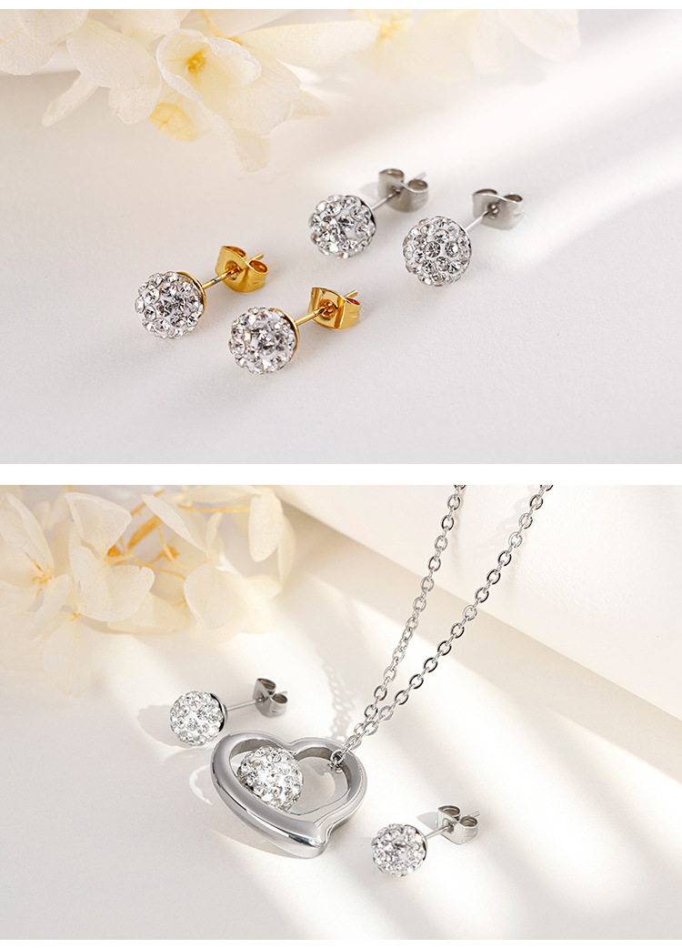 stainless steel fashion hollow heart-shaped necklace earrings two-piece set
