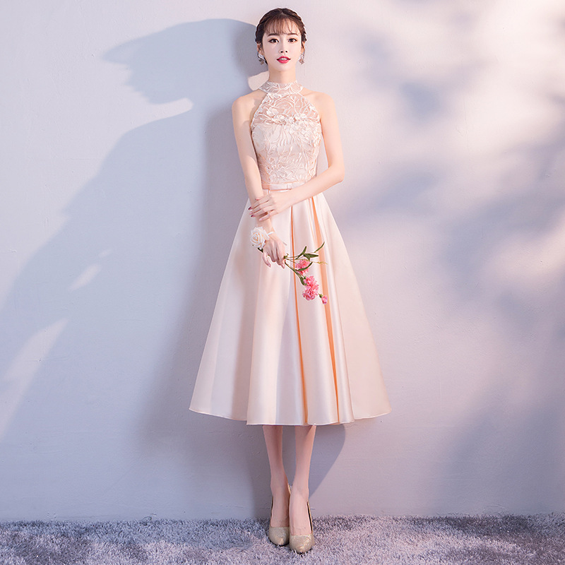 chinese wedding bridesmaid dress Champagne Bridal Dress Xiuhe Wedding Dress Cheongsam Chinese Style Slim Set