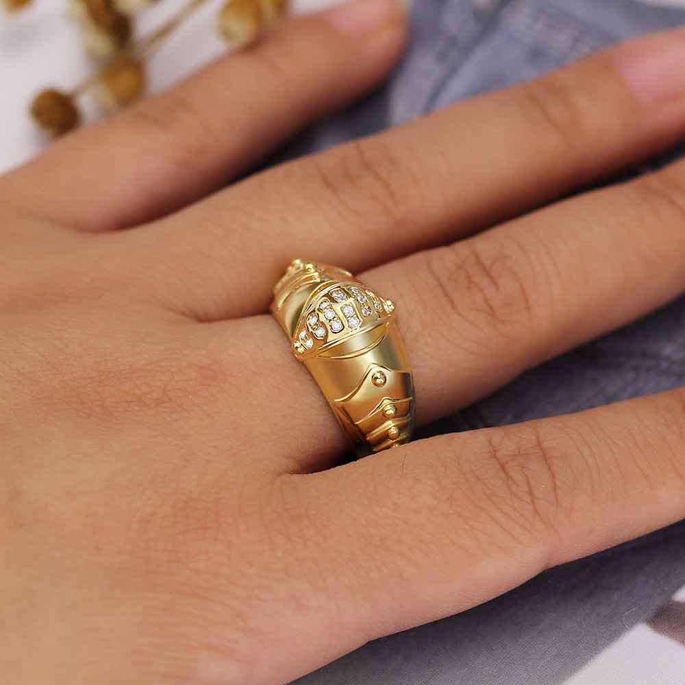 Fashion Geometric Copper Inlay Zircon Rings 1 Piece