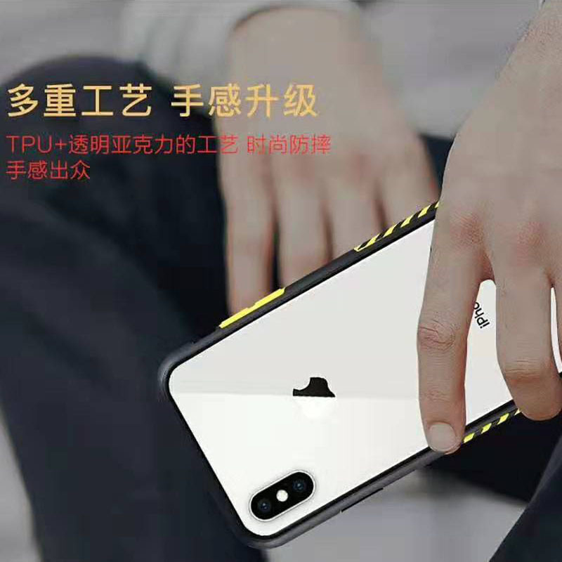 适用iPhoneXSMAX撞色透明壳苹果XR边框6/7/8plus手机壳亚克力爆款|ru