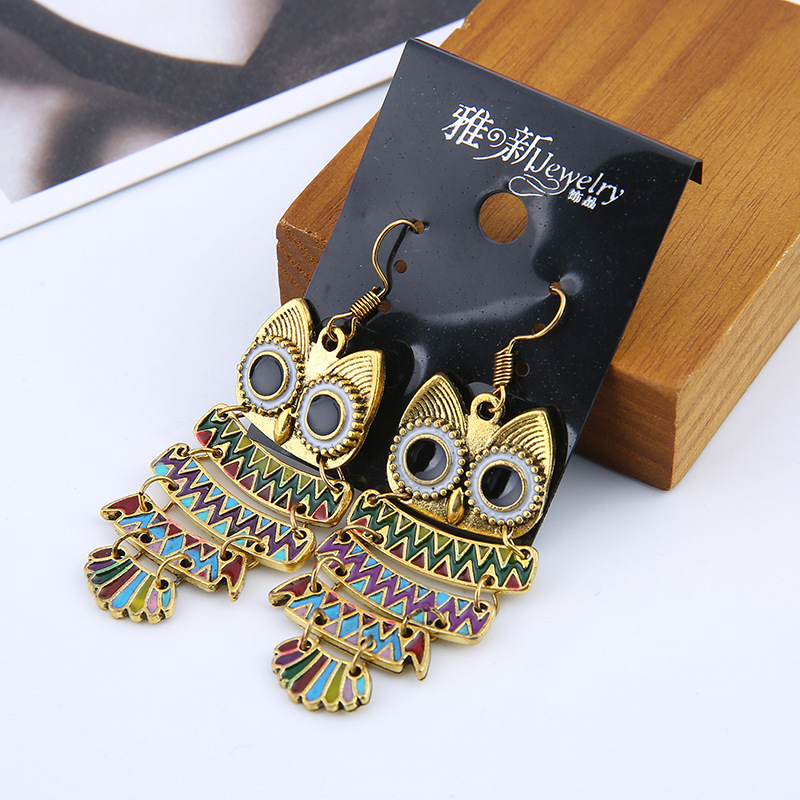 2019 Korean Edition originality atmosphere Versatile Earrings Earrings Owl modelling tassels Ear jewelry direct deal