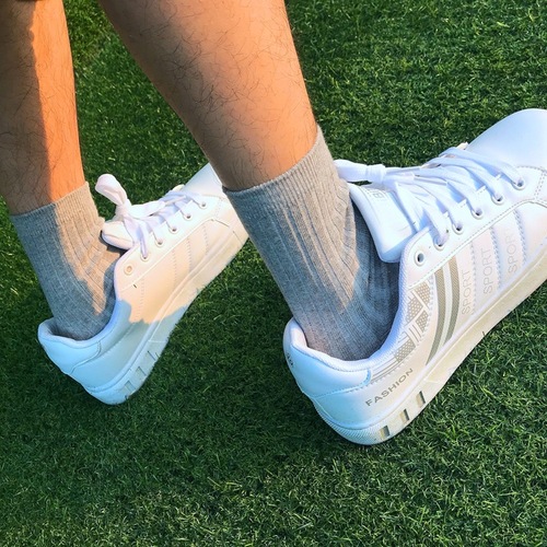 Pure Color Black and White Middle Calf Vertical Stripes Versatile Hong Kong Style Trendy Socks Spring and Autumn Trendy Men's Versatile Business with Leather Shoes Sports
