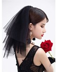 Черная ретро фата невесты, свадебное платье подходит для фотосессий