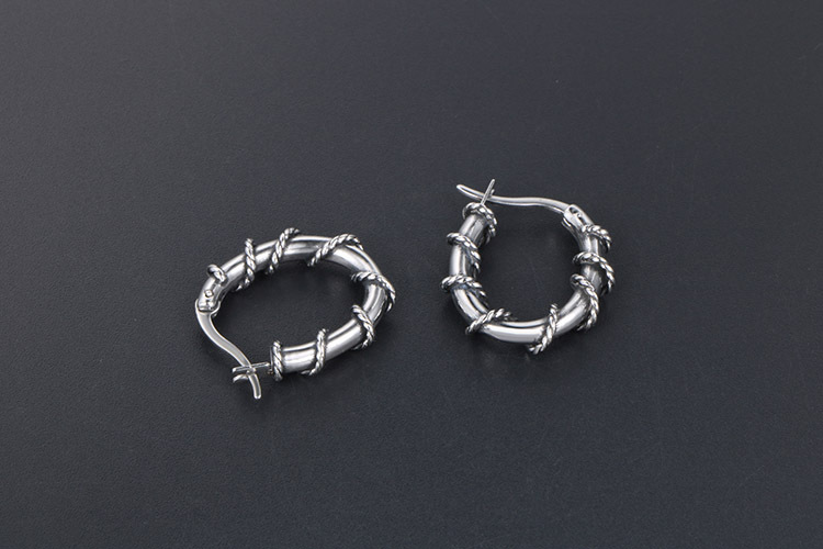 1 Piece 1 Pair Simple Style Geometric Polishing Titanium Steel Hoop Earrings display picture 6