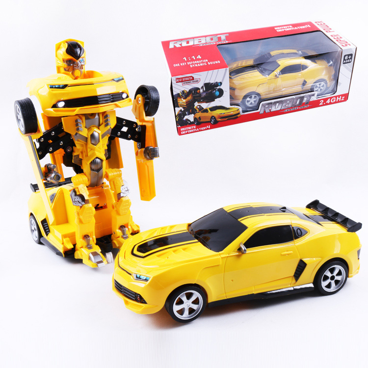 跨境1:14遥控变形车 2.4G一键遥控变形机器人灯光音乐 遥控玩具