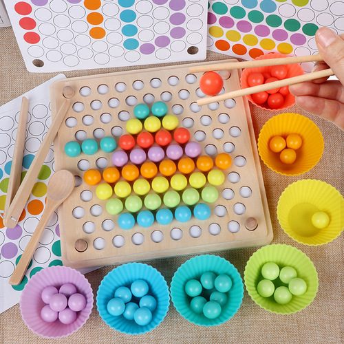 Children's concentration training clip beads clip ball marbles teaching aids for boys and girls 3-6 years old parent-child interactive board game