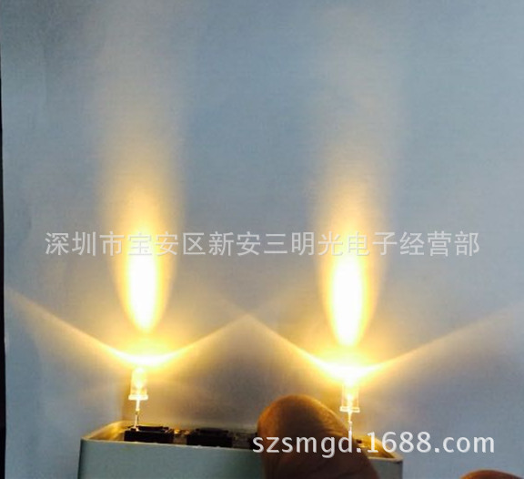 5mm暖白光发光二极管 高亮LED5MM暖白发光二极管聚光圆头