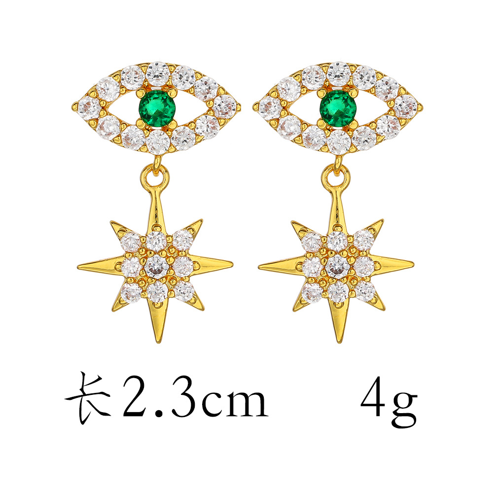 Fashion Exquisite Trend Demon Eye Earrings Snowflake Diamond Stud Earrings Star Short Earrings Nihaojewelry display picture 1