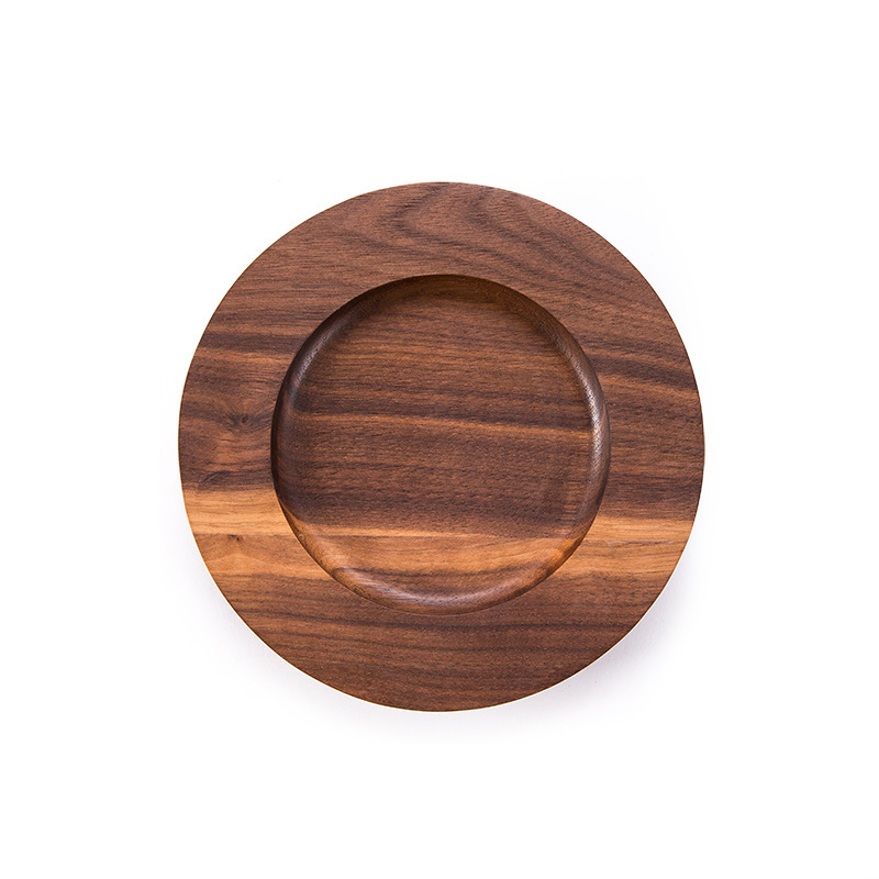 Taza creativa taza cojín taza platos taza de cerámica taza cojín de madera sólida taza de nuez negra