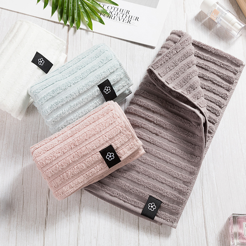 Special offer pure cotton couple striped face towel factory direct combed untwisted face towel soft absorbent household towel