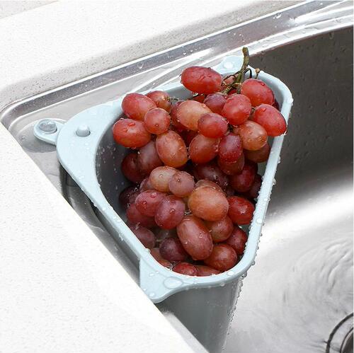 Kitchen vegetable rack household sink drain rack triangle storage rack hanging rack punch-free drain basket