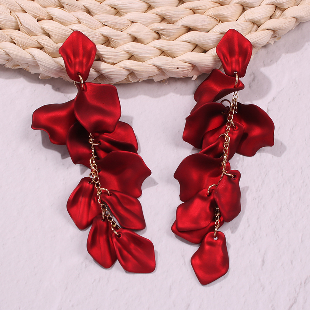 Fashion sexy red resin petals earrings NHMD129079picture5
