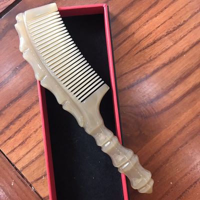 高檔精品白牛角梳細手柄商務禮品天然正品牛角梳子刻字順發美發