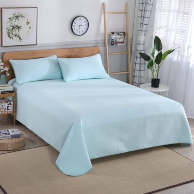 工厂直销纯棉粗布凉席床单一件代发可机洗1.5/1.8米床绿丝条|ms