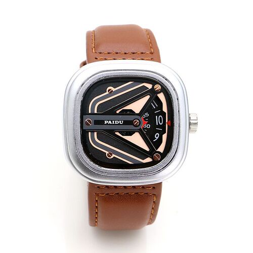 Punk style square turntable boys' new concept watch trendy men's fashion watch versatile belt quartz watch unicorn watch