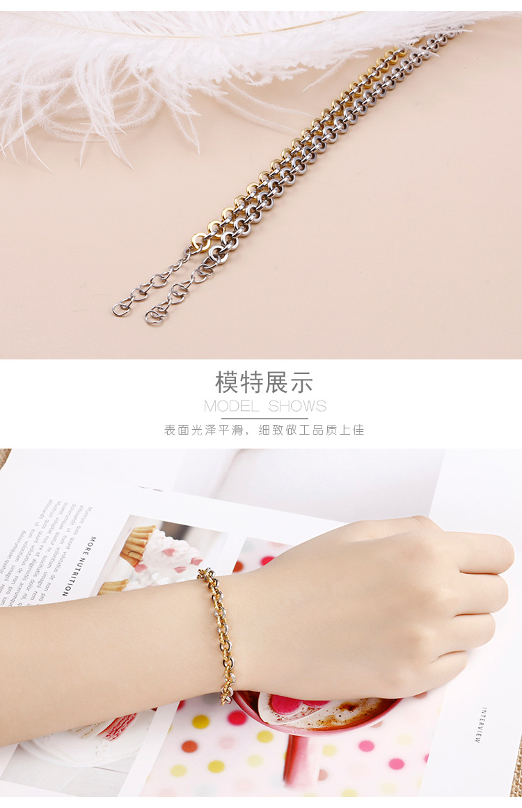 Women'S Gender PVD Coated 18K Gold Plated Geometric Titanium Steel Korean Style Waterproof Non Tarnish Bracelets