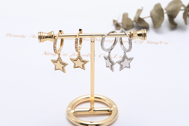 fashion color zircon fivepointed star earrings wholesalepicture8