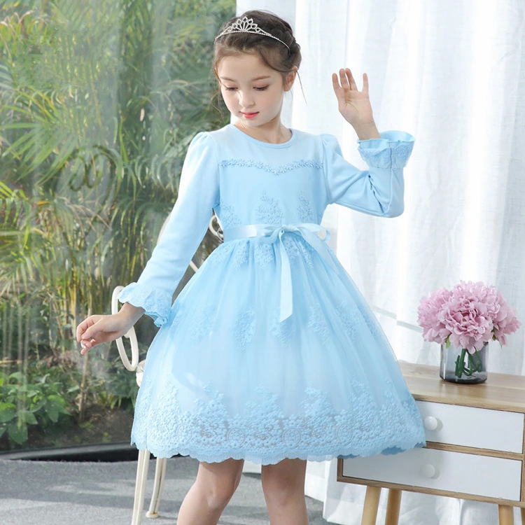 ins brand Children's clothing new pattern Korean Edition Autumn and winter girl Long sleeve Dress Embroidery Princess Dress On behalf of