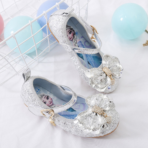Princess Elsa Spring New Women's Children Shoes Fashion Children Soft Sole Leather Shoes Little Girls Elsa Crystal Shoes
