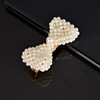 Woven hair accessory handmade, hairgrip from pearl with bow, hairpins, internet celebrity, simple and elegant design, Korean style