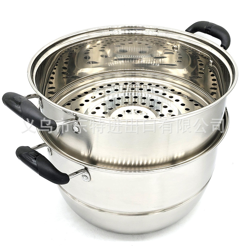 Stainless steel thickened steamer, electric wooden handle, bottom combination cover, three-layer steamer, household multi-functional soup steamer detail image 12