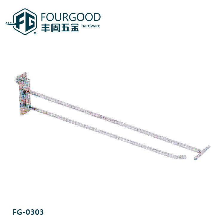 Foshan hardware supermercado metal letrero estante en forma de U gancho tienda letrero estante doble línea colgando gancho