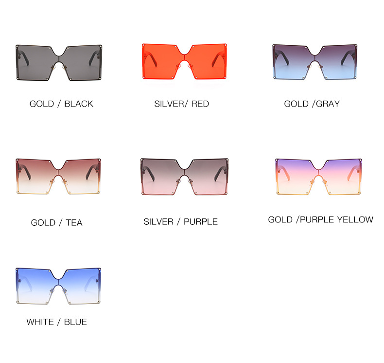 Large Frame One Piece Sunglasses Square Gradient Street Style_voghion.com