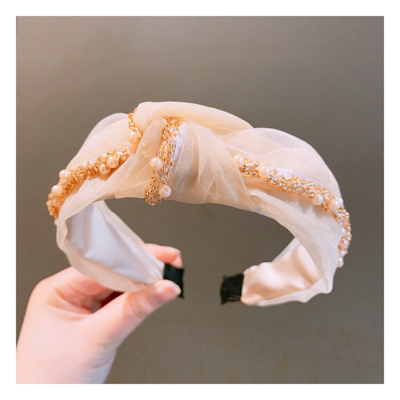 Korean Fashion Knotted Millet Pearls Headband display picture 5