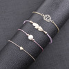 Fashionable woven bracelet from pearl, set, European style, 4 piece set