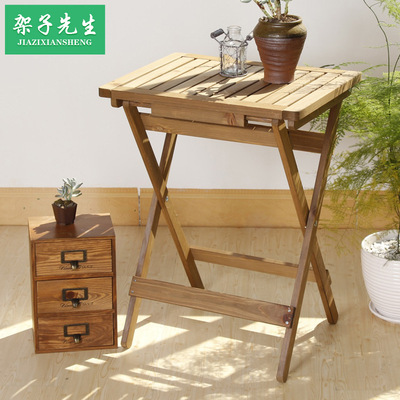 休闲折叠实木小折叠桌子户外阳台摆摊桌野餐桌便携式阳台露天台|ms
