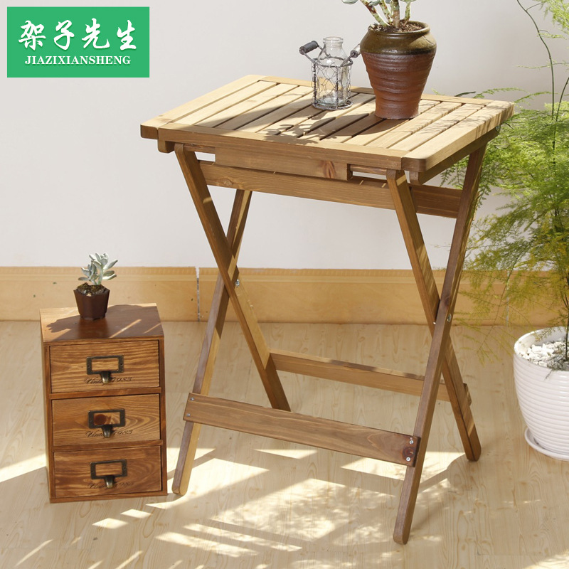 休闲折叠实木小折叠桌子户外阳台摆摊桌野餐桌便携式阳台露天台|ms