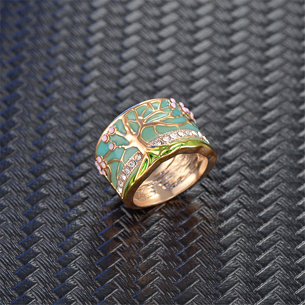 1 Piece Quantity Daily, Street Occasion Alloy Material Elegant Retro Lady Leaf Zircon Alloy Wholesale Wide Band Rings