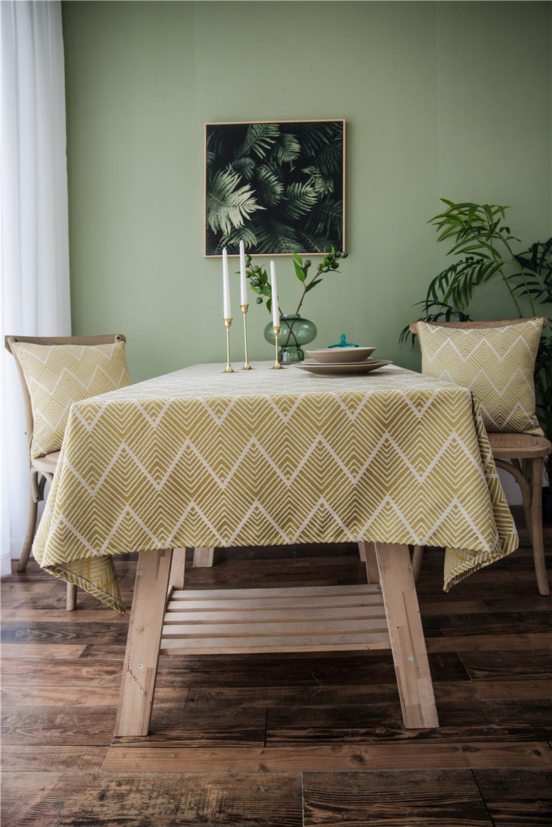 Waterproof Modern Minimalist Jacquard Wave Pattern Nordic Rectangular Coffee Table Dining Tablecloth Manufacturer_voghion.com