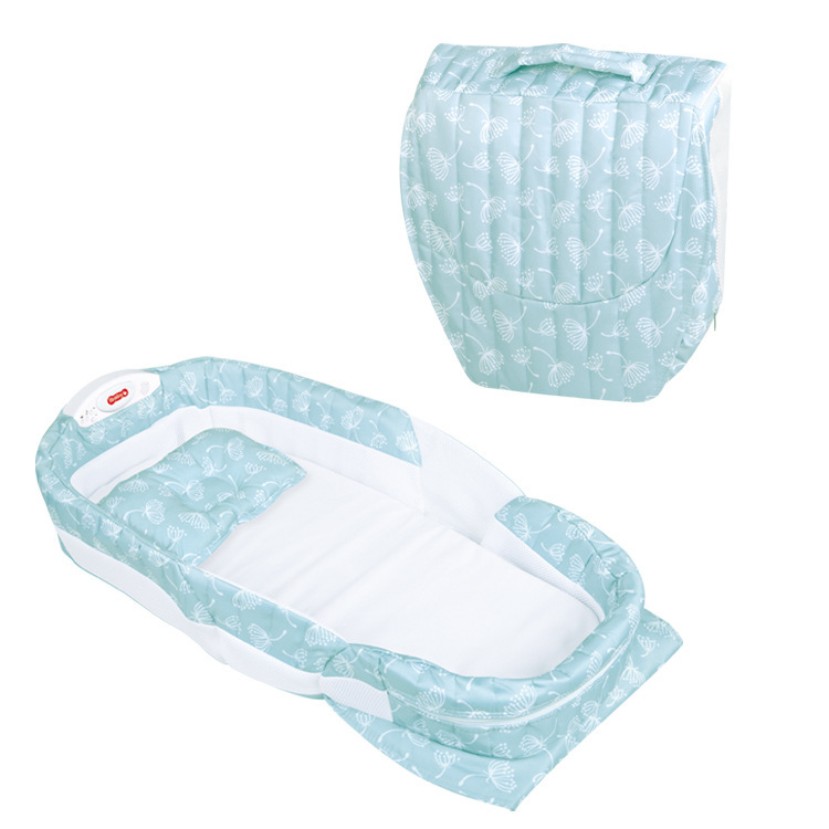 卡通图案婴儿床 全包围带蚊帐婴儿床中床 音乐灯光折叠婴儿床详情图6