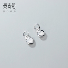 S925 plain silver shiny small peach heart beaded rope bracelet pendant handmade DIY jewelry accessories wholesale S0347