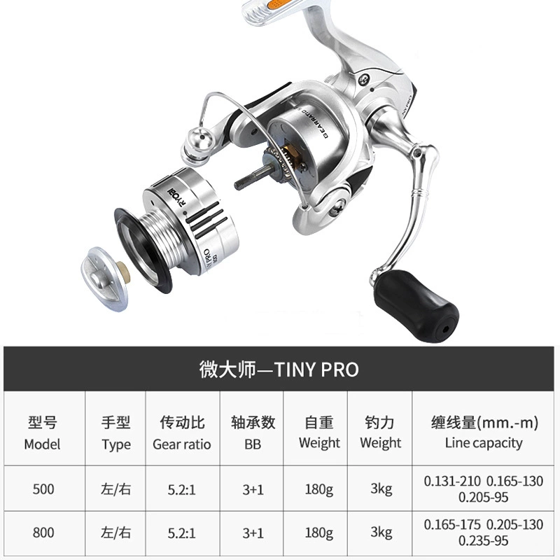 Ryobi Tiny Pro Liyi Micro-Master полностью металлическая катушка Macro 500/800, дорожная/спиннинговая версия, текстильная распределительная серия