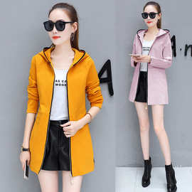 外贸2019秋季韩版外套中长款纯色外套女装上衣情侣风衣女潮