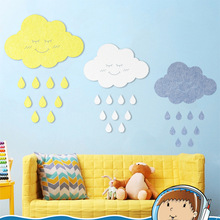 彩色云朵雨滴毛毡留言板儿童房书房装饰毛毡墙贴吸音隔音收纳墙贴
