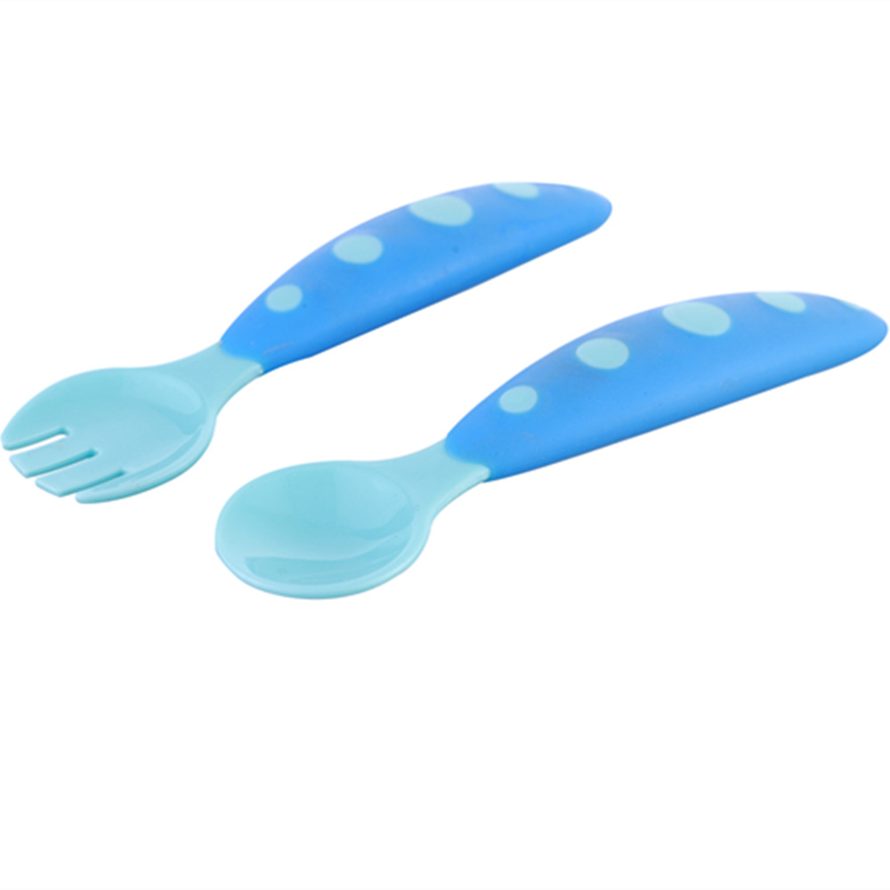 Little Naughty Baby juego de vajilla juego de cuchara de tenedor de dos colores cuchara de tenedor para niños traje de combinación cuchara de práctica